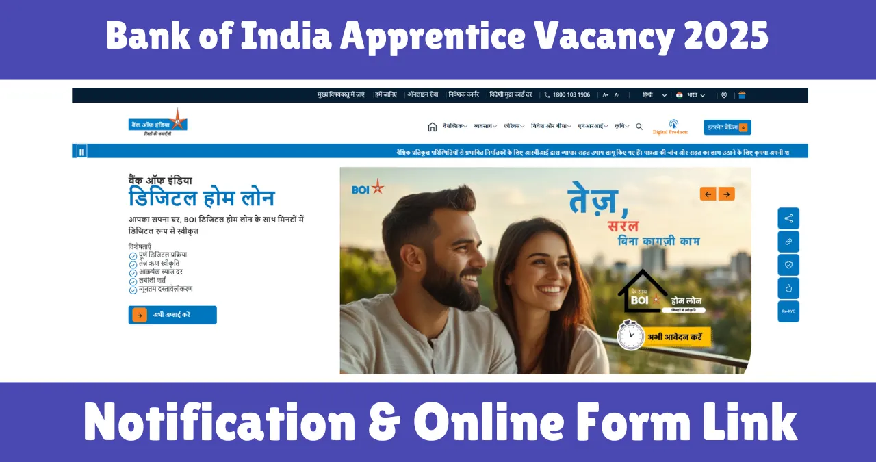 Bank of India Apprentice Vacancy 2025