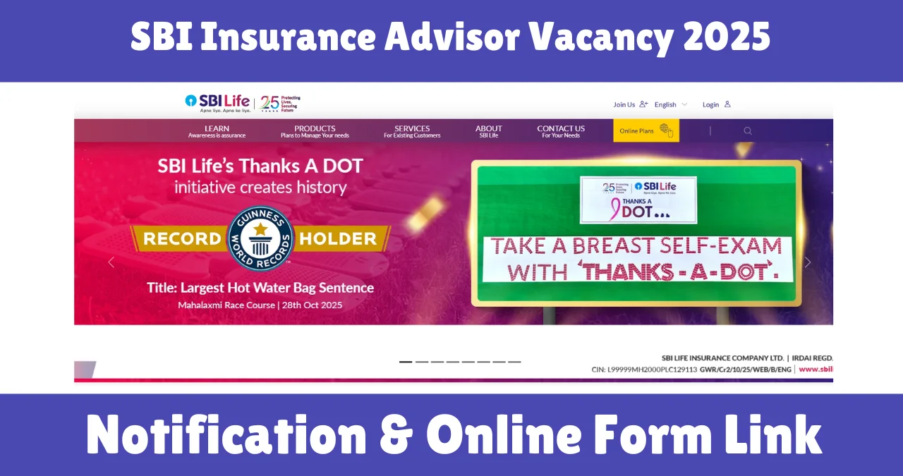 SBI Insurance Advisor Vacancy 2025