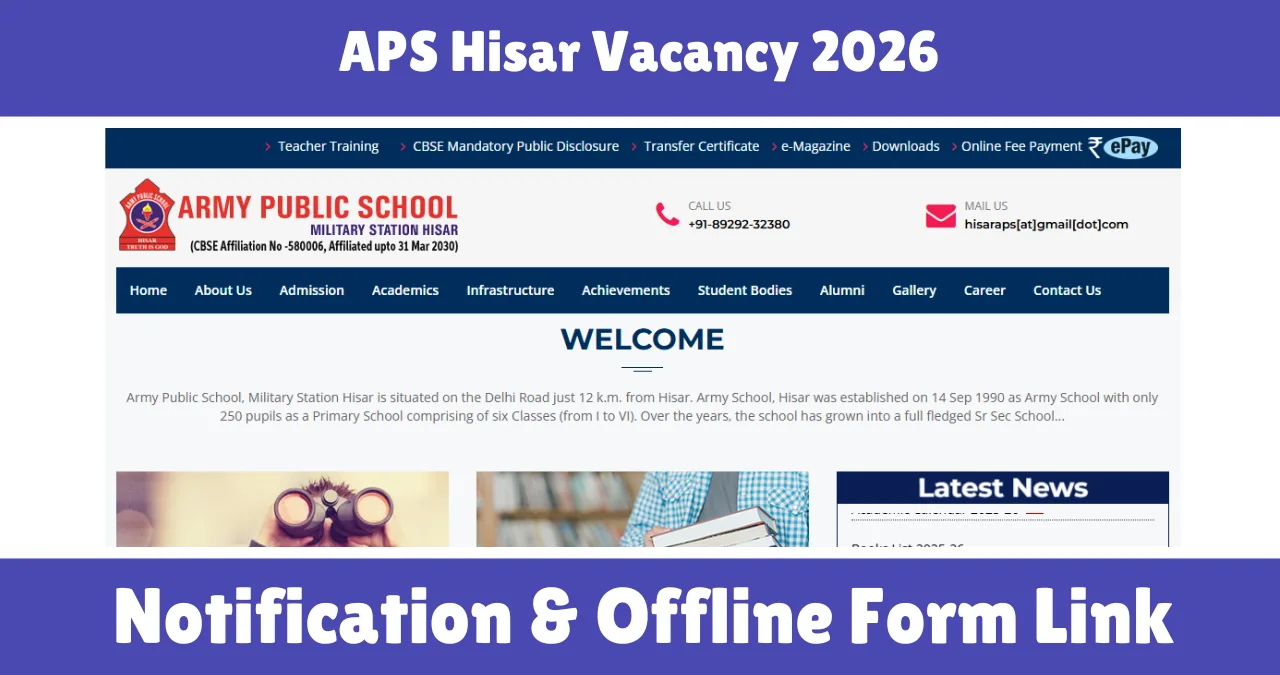 APS Hisar Vacancy 2026