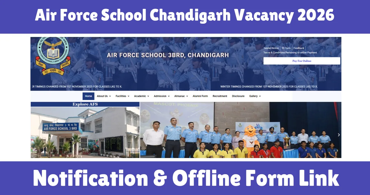 Air Force School Chandigarh Vacancy 2026