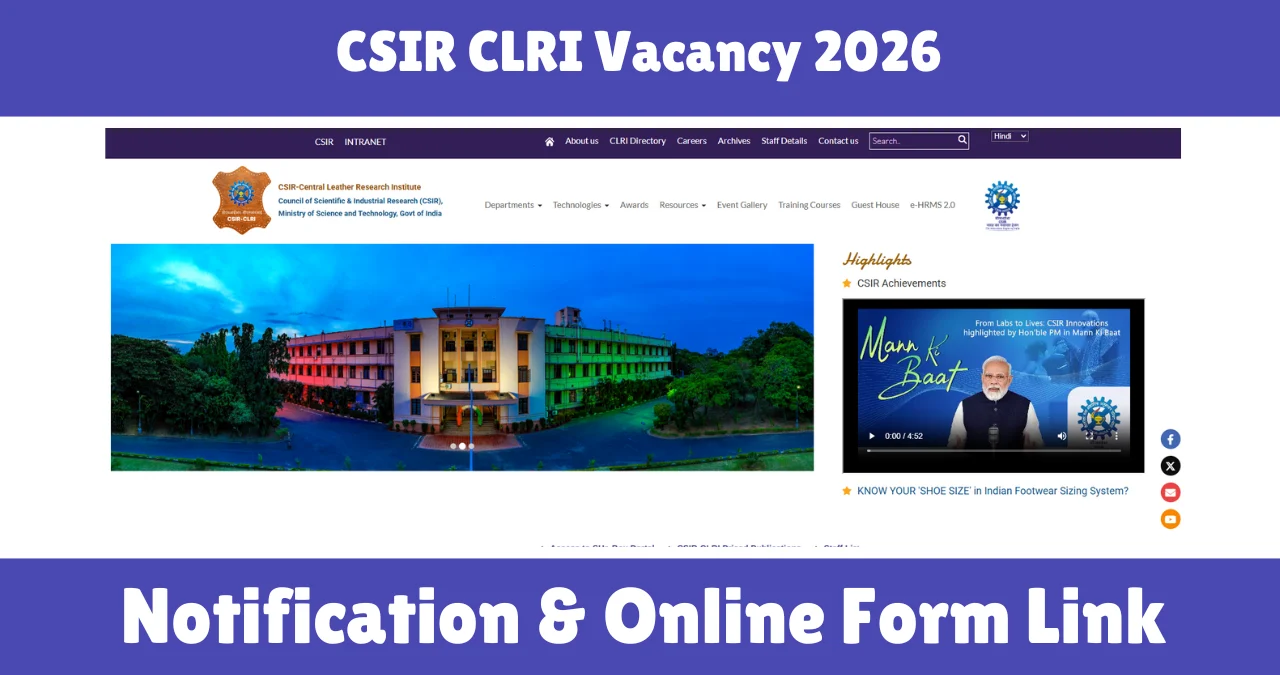 CSIR CLRI Vacancy 2026
