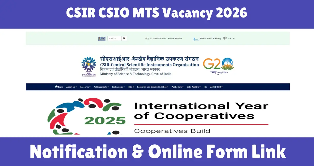 CSIR CSIO MTS Vacancy 2026