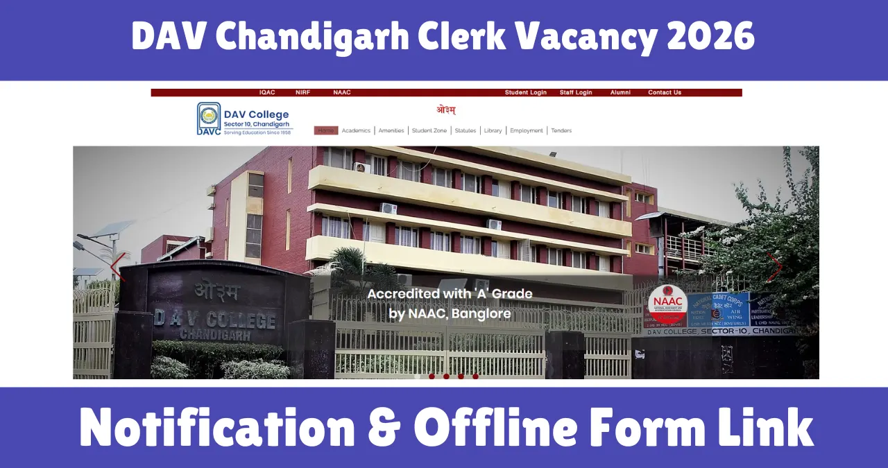 DAV Chandigarh Clerk Vacancy 2026