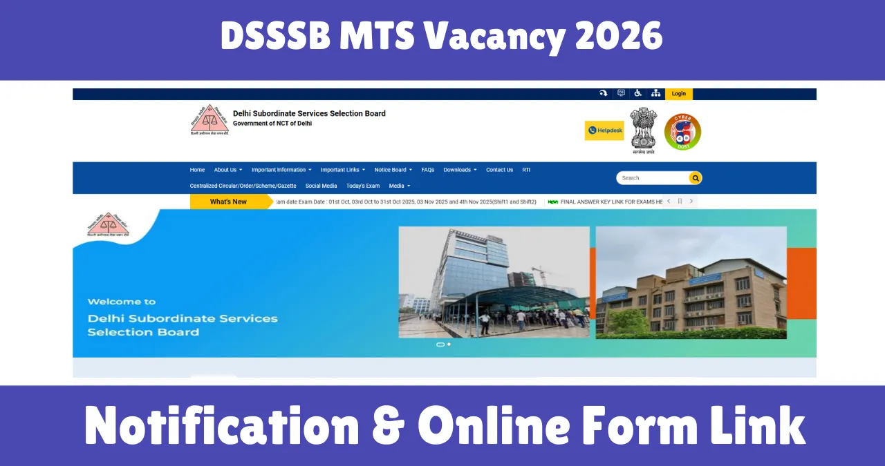 DSSSB MTS Vacancy 2026