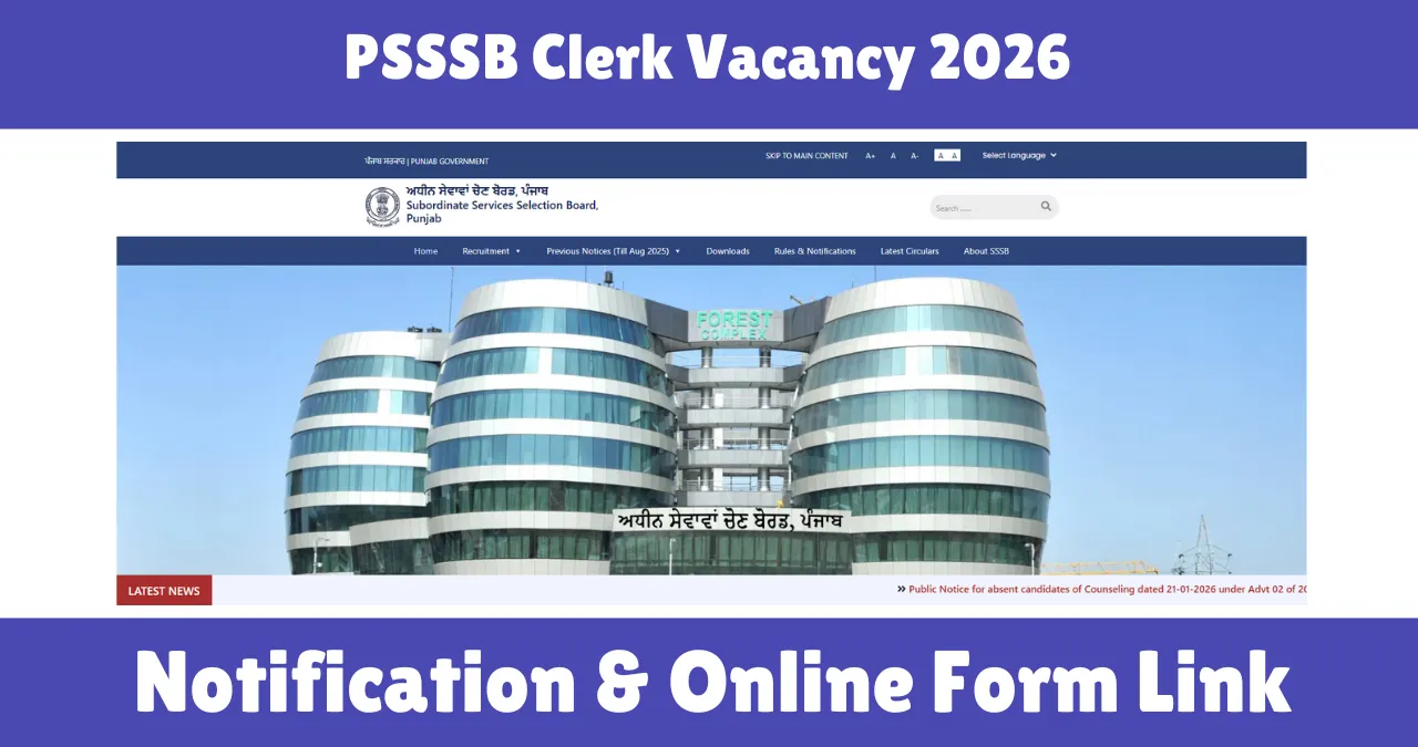 PSSSB Clerk Vacancy 2026