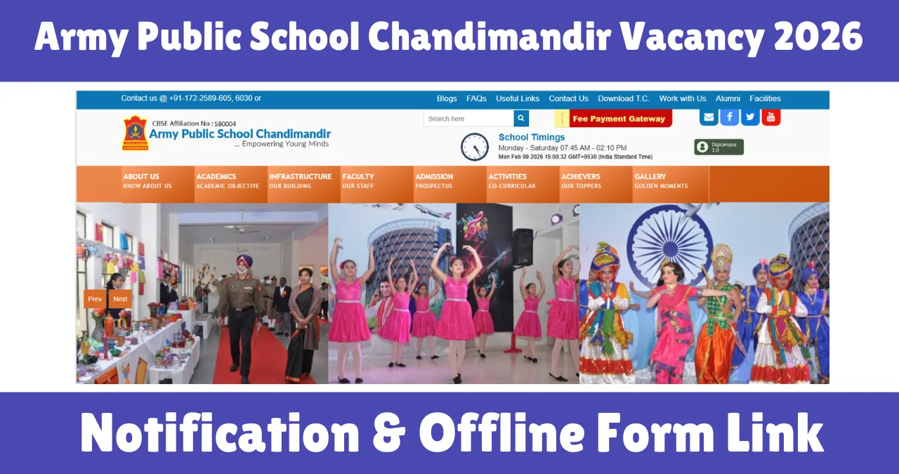 Army Public School Chandimandir Vacancy 2026