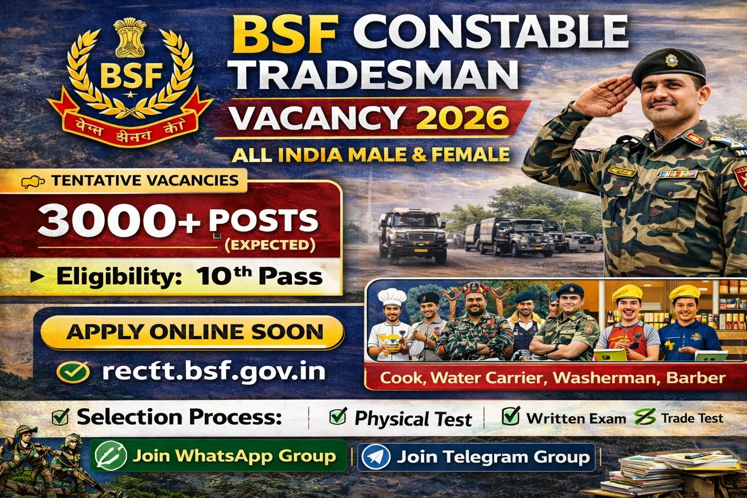 BSF Constable Tradesman Vacancy 2026