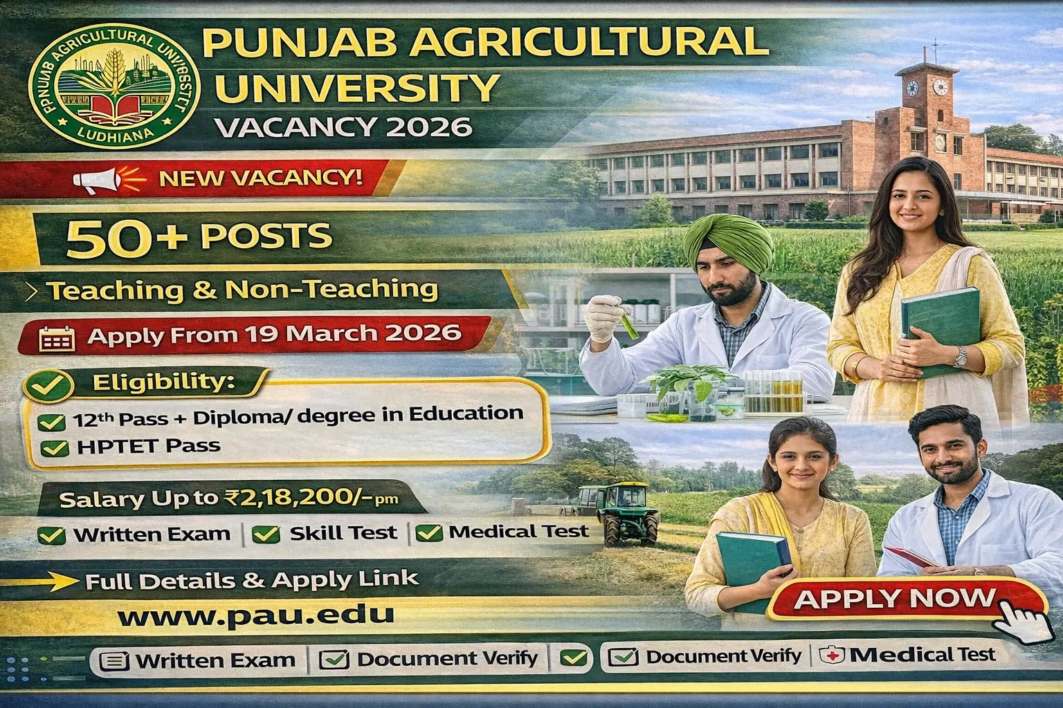 Punjab Agricultural University Vacancy 2026