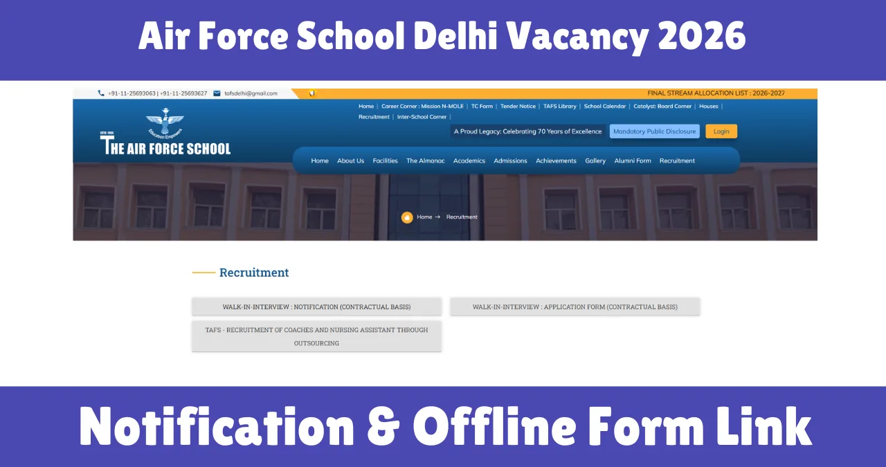 Air Force School Delhi Vacancy 2026