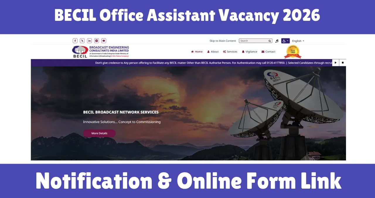 BECIL Office Assistant Vacancy 2026