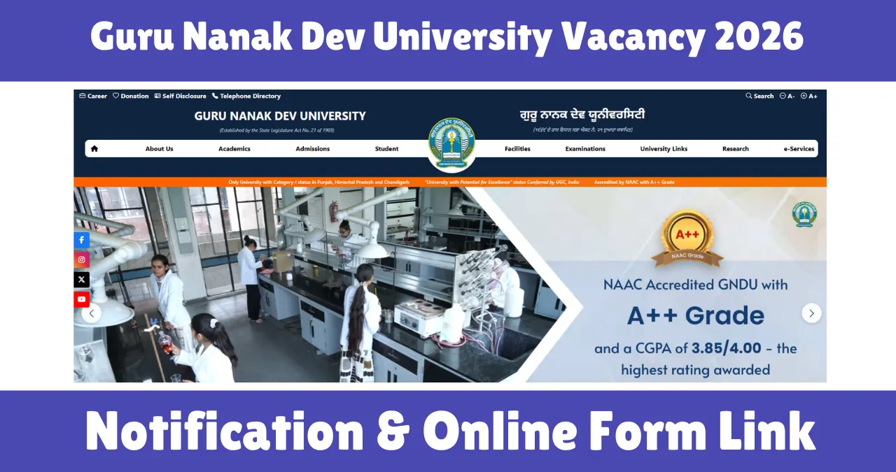 Guru Nanak Dev University Vacancy 2026