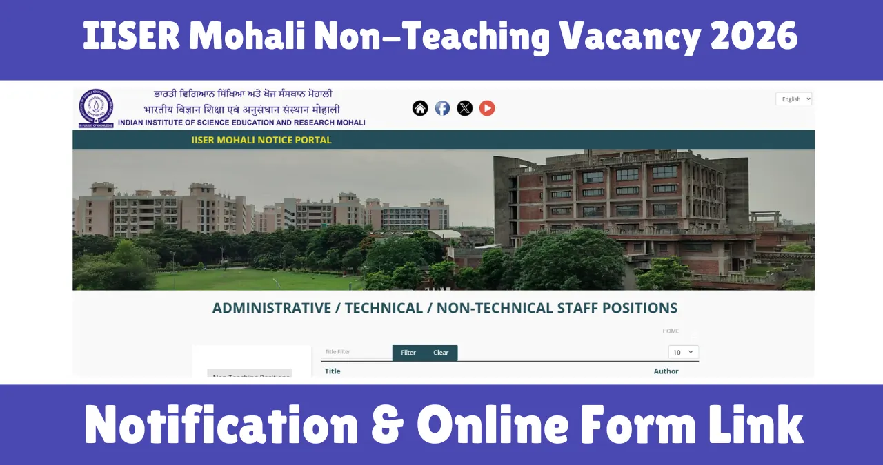 IISER Mohali Non-Teaching Vacancy 2026
